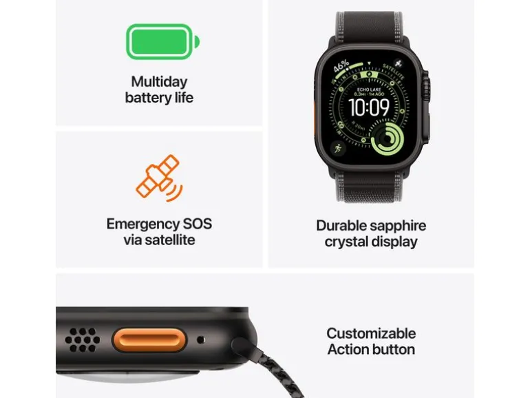 Apple Watch Ultra 3 Black Titanium Black Charcoal Trail Loop M/L