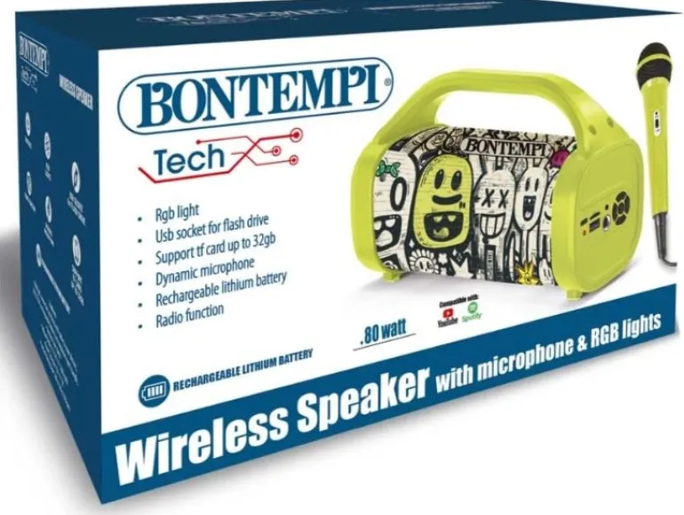 Bontempi Musikinstrument Wireless Lautsprecher mit Mikrofon 80W