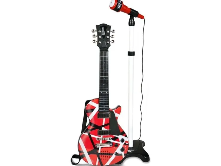 Bontempi Rockgitarre mit Standmikrofon Rot
