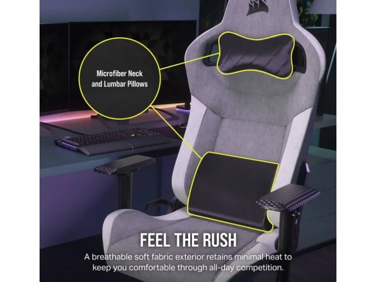 Corsair Gaming-Stuhl T3 Rush (2023) Grau/Weiss