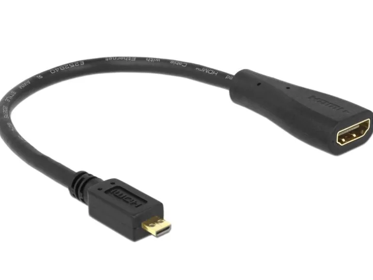 Delock Adapterkabel Micro-HDMI (HDMI-D) – HDMI 23 cm, Schwarz