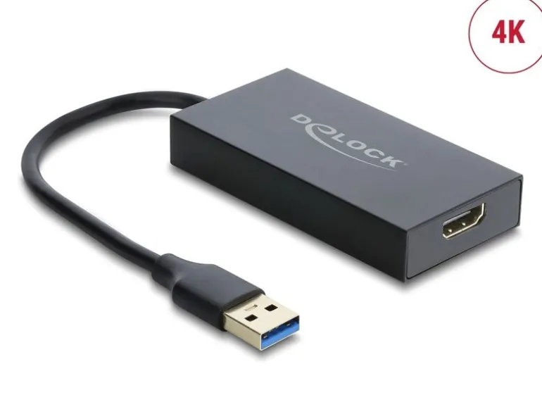 Delock Adapter USB Typ-A Stecker zu HDMI Buchse, 4K, schwarz