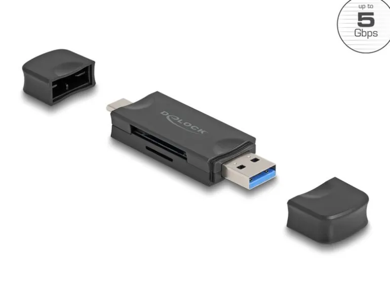 Delock Card Reader Extern USB-C / A für SD und Micro SD