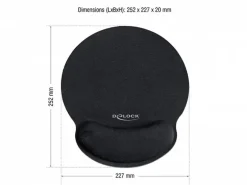 Delock Ergonomische Mausmatte mit Handballenauflage Schwarz