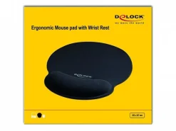 Delock Ergonomische Mausmatte mit Handballenauflage Schwarz