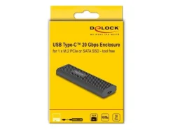 Delock Externes Gehäuse M.2 NVMe PCIe, SATA SSD USB-C, 20 Gbps M.2