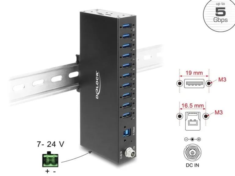 Delock Industrie Hub (10 x USB 5 Gbps Typ-A)