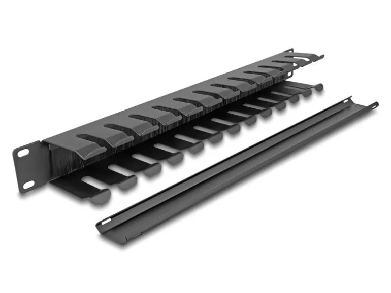 Delock Kabelführungspanel 1HE mit 2 Öffnungen 19" Rack, Schwarz