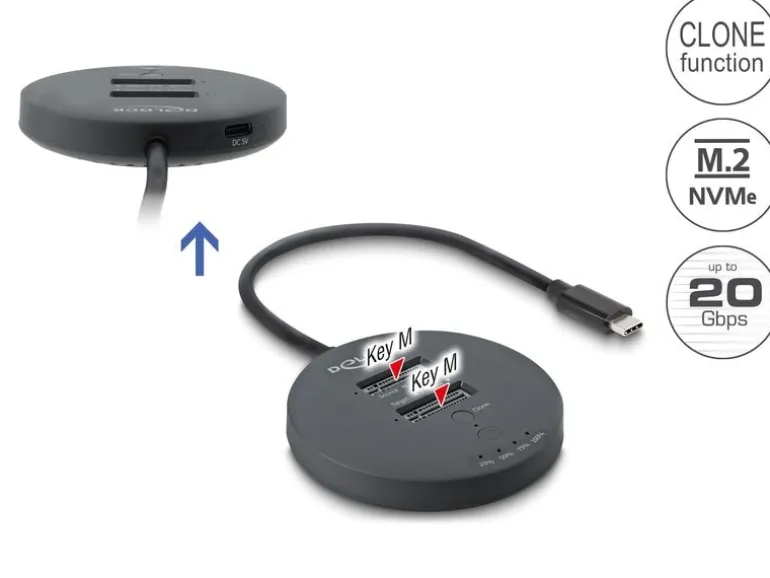 Delock M.2 Dockingstation USB 20 Gbps, 2x NVMe PCIe SSD