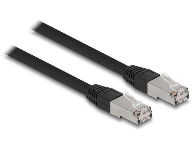 Delock Patchkabel Outdoor Cat 6A, S/FTP, 15 m, Schwarz