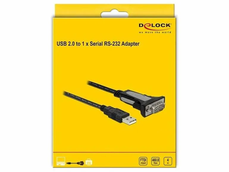 Delock Serial-Adapter USB-A zu RS-232 DB9, 4m