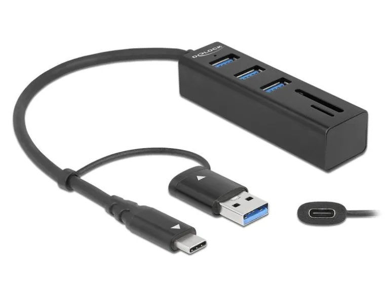 Delock USB-Hub 3.0 Typ-C + SD/MicroSD Slot