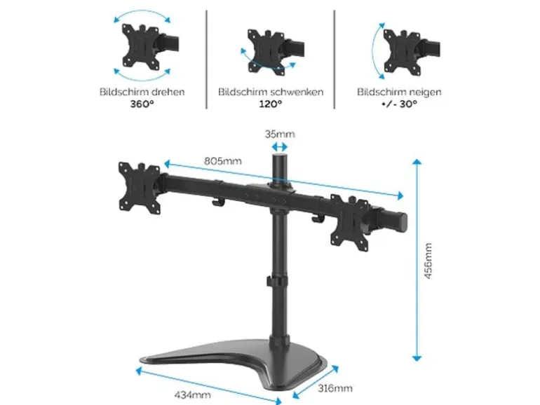 Fellowes Tischständer Seasa Doppel Monitorarm bis 16 kg