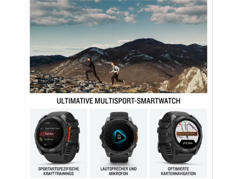 GARMIN Sportuhr Fenix 8 AMOLED, 47 mm Schwarz/Schiefergrau