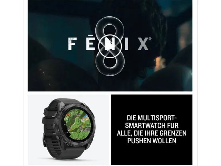 GARMIN Sportuhr Fenix 8 AMOLED, 47 mm Schwarz/Schiefergrau
