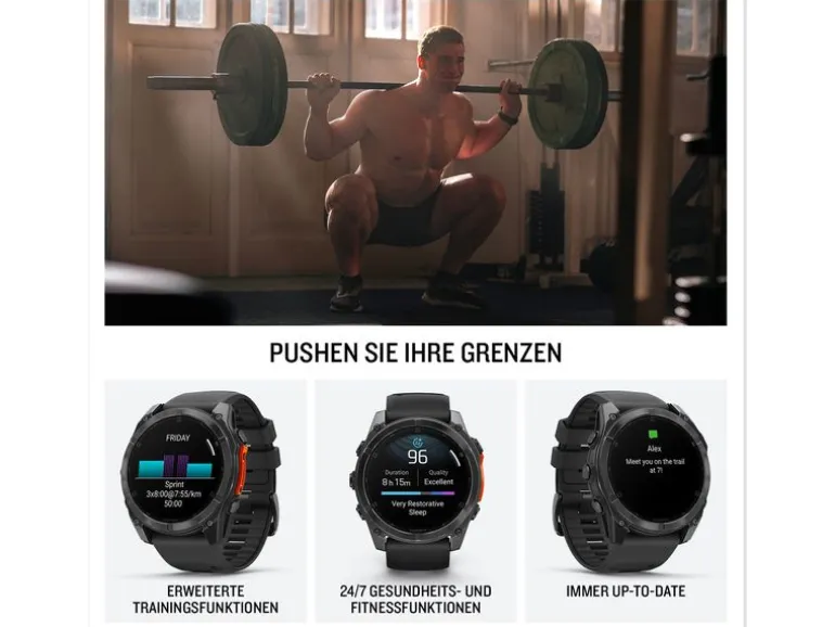 GARMIN Sportuhr Fenix 8 AMOLED, 47 mm Schwarz/Schiefergrau