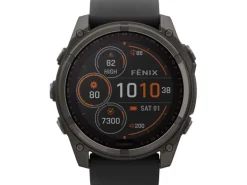 GARMIN Sportuhr Fenix 8 Solar Sapphire, 51 mm Schwarz