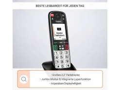Gigaset Schnurlostelefon EASY 500 Schwarz/Silber