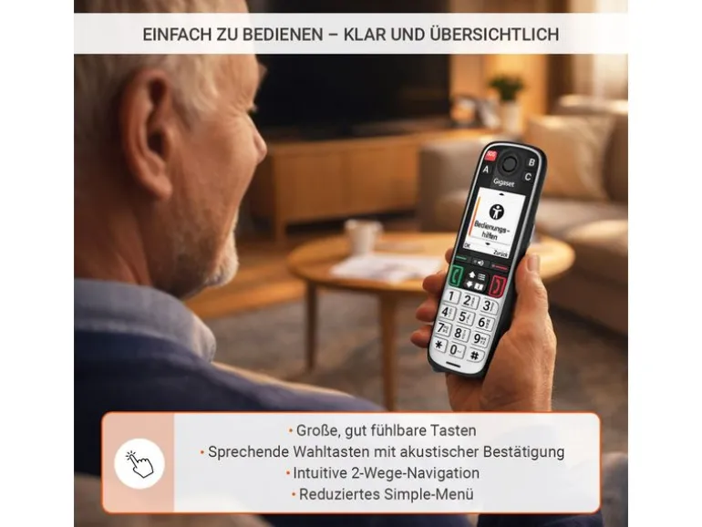 Gigaset Schnurlostelefon EASY 500 Schwarz/Silber