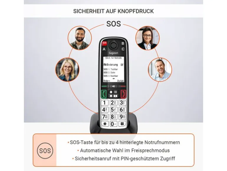 Gigaset Schnurlostelefon EASY 500 Schwarz/Silber