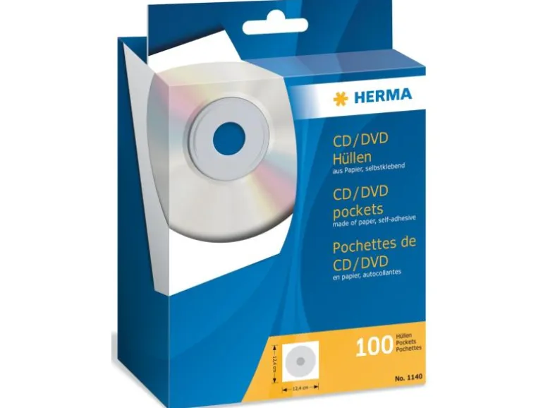HERMA Hülle CD/DVD Hüllen aus Papier, 100 Stück