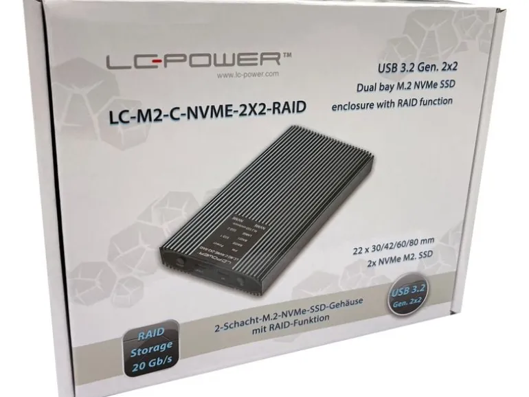 LC-Power Externes Gehäuse LC-M2-C-NVME-2X2-RAID M.2/U.2 SSD