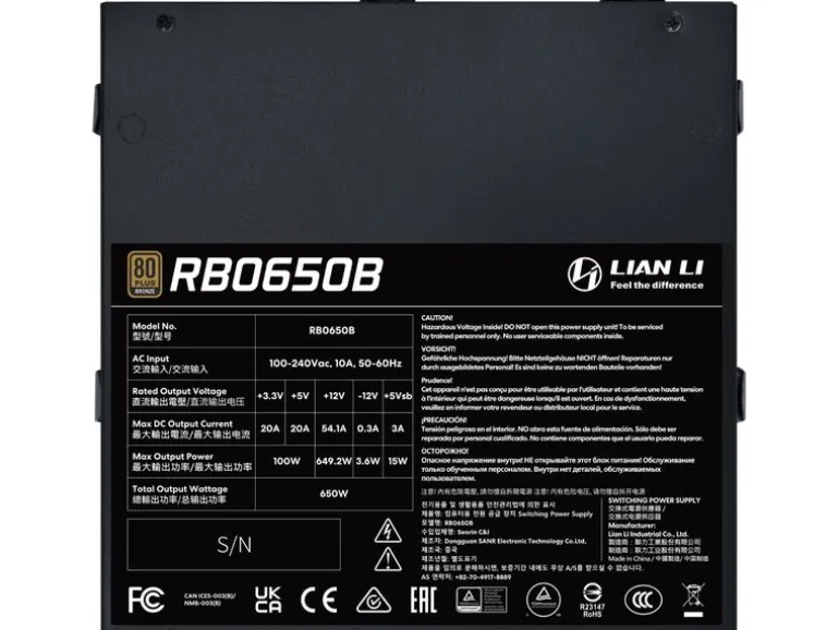 Lian Li Netzteil Lian Li RB650 650 W Schwarz