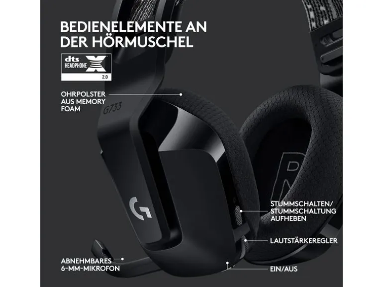 Logitech Gaming-Headset G733 Lightspeed Schwarz