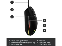 Logitech Gaming-Maus G203 Lightsync Schwarz