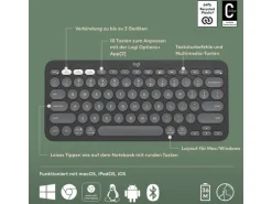 Logitech Pebble Keys 2 K380s Multi-Device-Tastatur Graphit