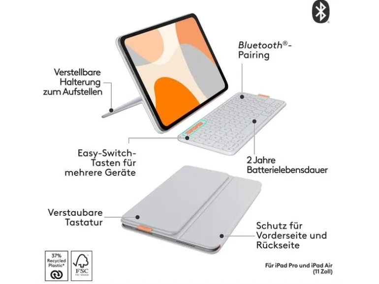 Logitech Tablet Tastatur Cover Flip Folio iPad Pro & Air11"