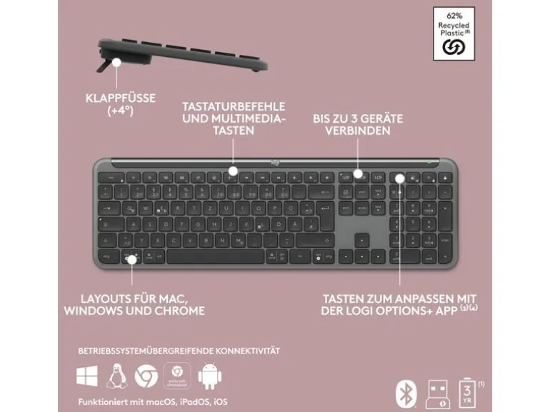 Logitech Tastatur-Maus-Set MK950 Signature Slim Combo