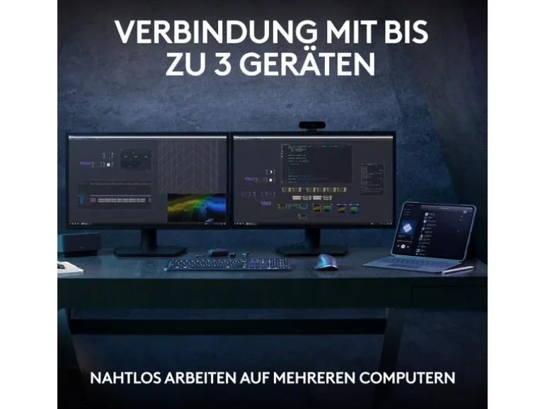 Logitech Tastatur MX Keys S Plus CH-Layout mit Handgelenkauflage