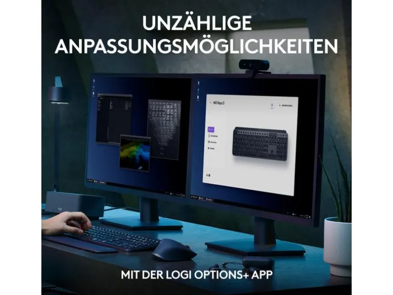 Logitech Tastatur MX Keys S Plus CH-Layout mit Handgelenkauflage