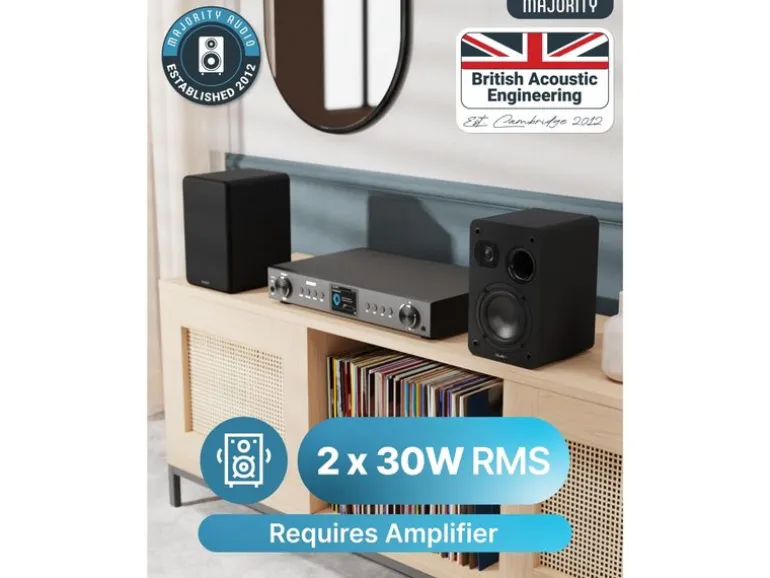 Majority D70X Passiv Regal-Lautsprecher Set Schwarz