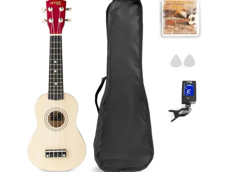MAX Ukulele UKEY Set Soprano Natural 21 Zoll