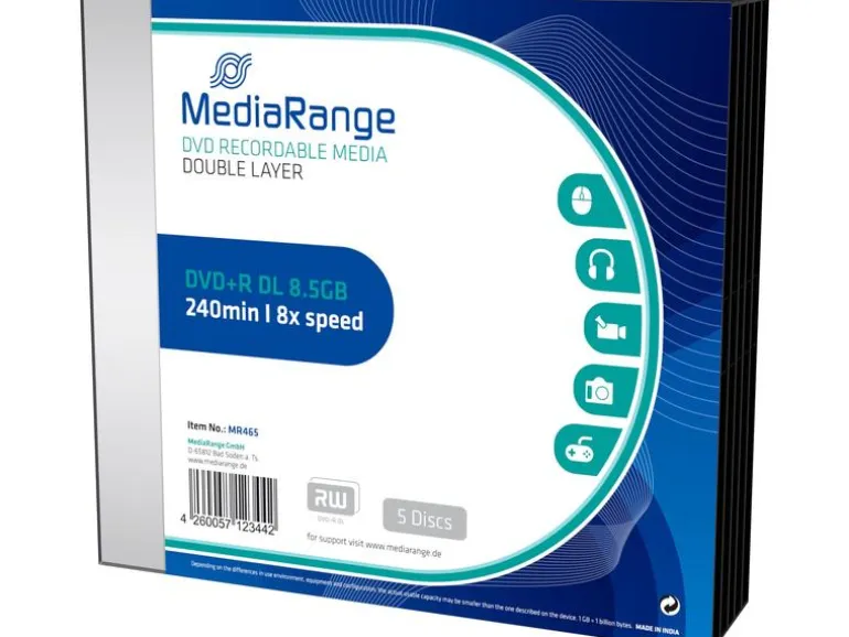 MediaRange DVD+R Medien 8.5 GB, Slimcase (5 Stück)