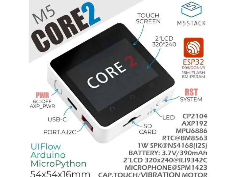 M5Stack Entwicklerboard M5 Core 2 ESP32 IoT Development Kit