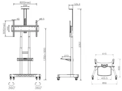 Multibrackets TV-Trolley Basic 180 Schwarz