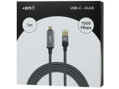 onit Adapterkabel USB-C – RJ45 Grau/Schwarz, 5 m
