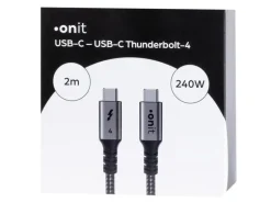 onit Thunderbolt 4-Kabel 240 W, USB-C - USB-C, 2 m, Schwarz/Grau