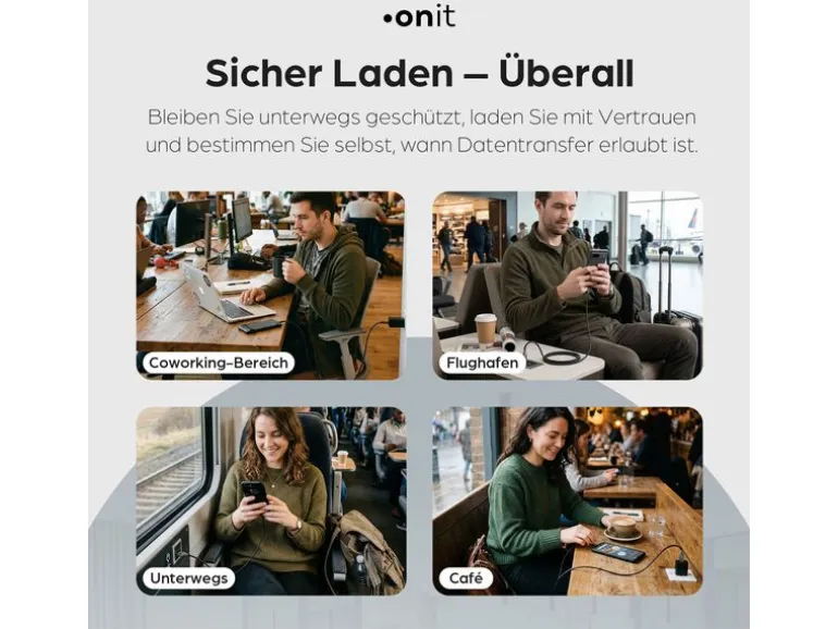 onit USB-Kabel mit Datenblocker-Schalter, USB-C - USB-C, 1.5 m