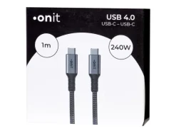 onit USB4-Kabel Premium 240 W, USB-C - USB-C, 1 m, Schwarz/Grau