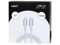 onit USB4-Kabel Pro 100 W, USB-C - USB-C, 2 m, Weiss