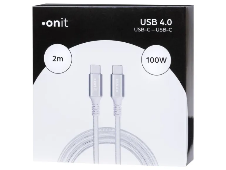 onit USB4-Kabel Pro 100 W, USB-C - USB-C, 2 m, Weiss