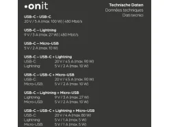 onit USB 2.0-Kabel USB-A/USB-C - Lightning/USB-C/Micro-USB B