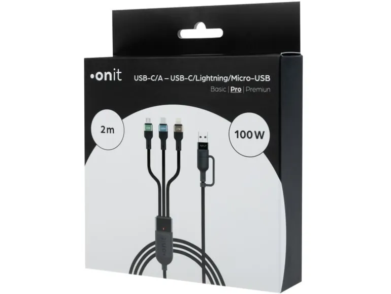 onit USB 2.0-Kabel USB-A/USB-C - Lightning/USB-C/Micro-USB B