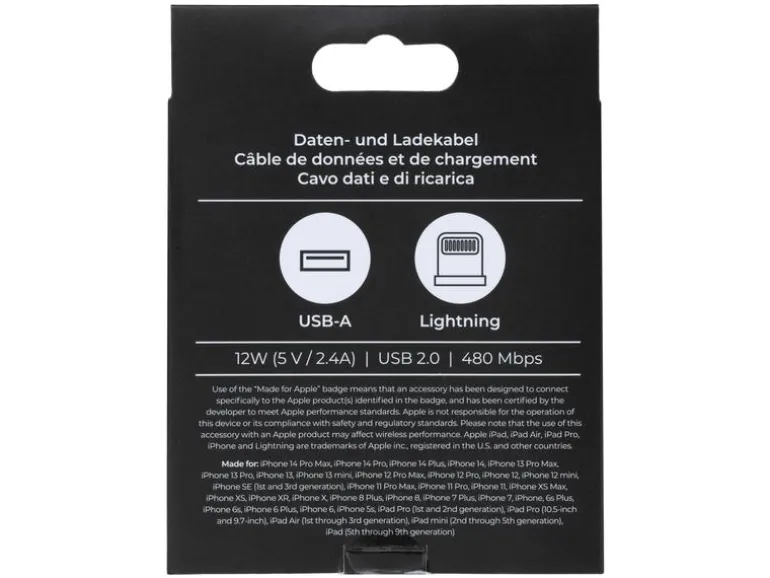 onit USB 2.0-Kabel 12 W, MFi, USB-A - Lightning, 0.5 m, Weiss