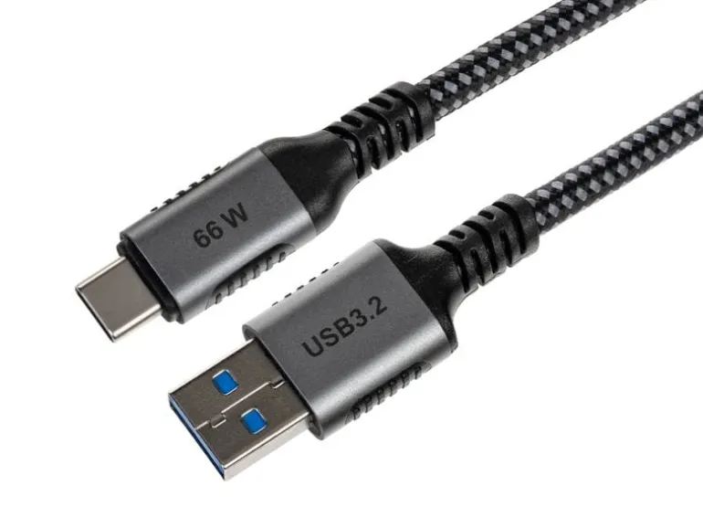 onit USB 3.1-Kabel 66 W, USB-A - USB-C, 0.5 m, Schwarz/Grau