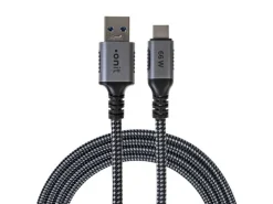 onit USB 3.1-Kabel 66 W, USB-A - USB-C, 2 m, Schwarz/Grau